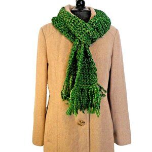 Green Scarf 67x7 Retro Chunky Handmade Crochet Hand Knit Christmas Gift NWT